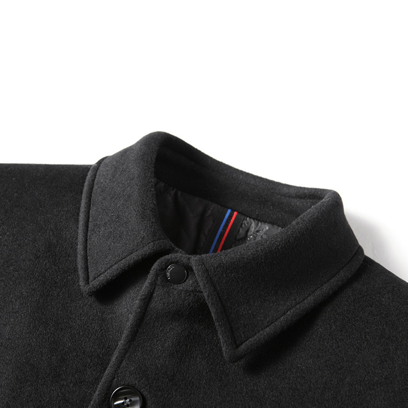 Abrigo de Lana para Hombre Otoño-Invierno 2025, Largo Medio, Lana Suave, Cuello Camisero, Gabardina de Lana, Ropa para Hombre de Mediana Edad, Chaqueta Gruesa para Hombre.