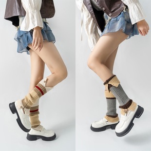Y2g leg cover female Millennium hot girl sweet cool style knitted pile socks color matching retro button preppy style Korean style