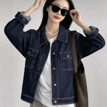 2025春秋新款韩版简约牛仔外套女时尚百搭小个子显瘦宽松休闲夹克