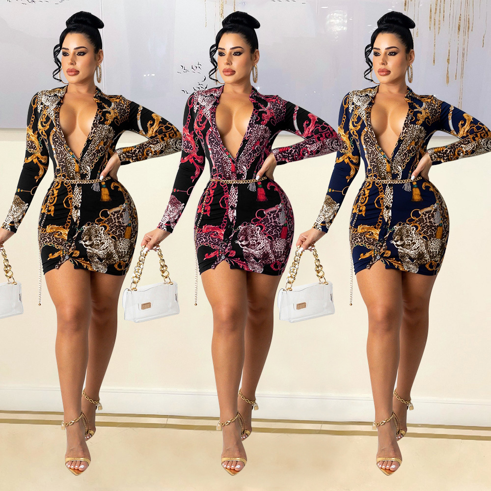 Women s Long Sleeve Digital Printed Shirt Dress nihaostyles clothing wholesale NSOSD79645