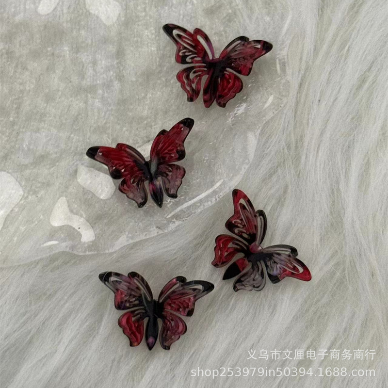 New hollow large black red acetate butterfly three-dimensional DIY hand-made cream glue valley beauty decorative shooting props
