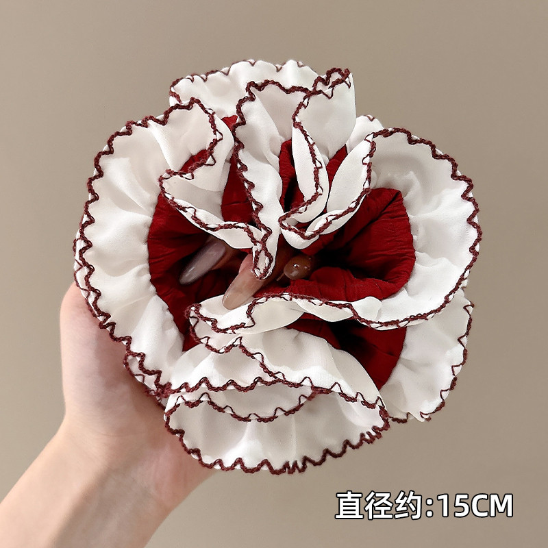 Corbata de pelo de intestino de lunares de crema grande coreana, gomas de goma de cola de caballo suaves para mujer, accesorios para el cabello de bola, accesorios para el cabello, cuerda para la cabeza