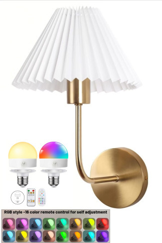 Luz de pared sin cableado transfronteriza americana dormitorio cabecera de cama luz de atmósfera decoración de sala de estar cubierta de lienzo recargable lámpara de pared atenuable