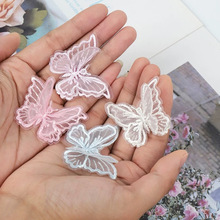 新款立体双层刺绣蝴蝶发夹材料超仙少女风新娘DIY发卡服装辅料