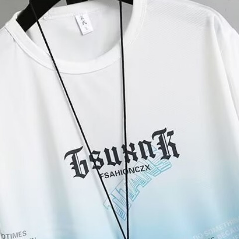 Ice Silk Casual Sports Suit for Men in Summer, a Handsome Set of Trendy Brand Short-Sleeved T-Shirts and Shorts Two-Piece Set