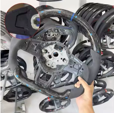 for Volkswagen MK7 MK7.5: Steering wheel - forged-blue-foil-left-and-right-suede-without-holes