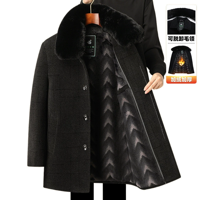 Demi-season warm woolen coat, down jacket, for middle age