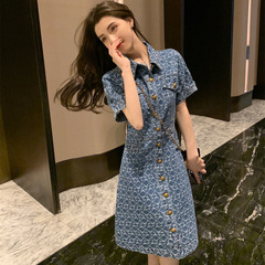牛仔连衣裙女设计感2025夏季新款时尚高级气质复古收腰裙子