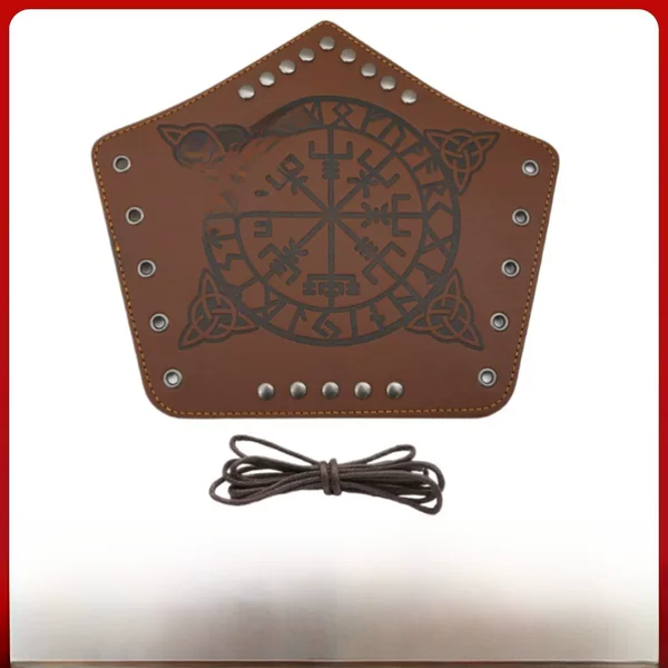 European and American New Punk Compass Printed Wide Leather Bracelet Men's Wax Woven Wrist Bracer with Motorcycle Riding Arm