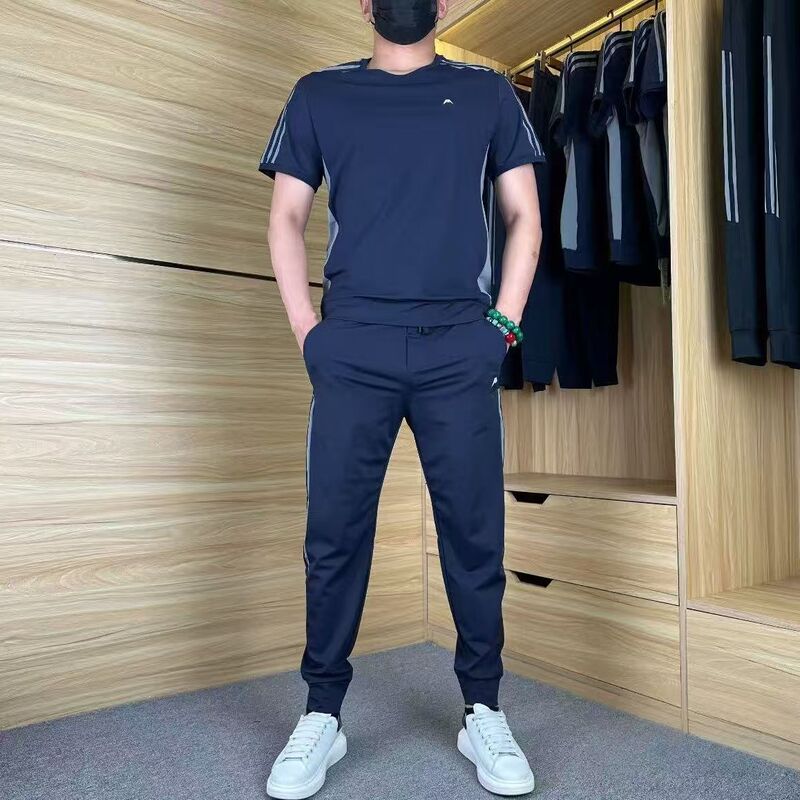 Two-Piece Jacket Men's Slim Fit 2025 Korean Style Men's Casual Men's Short-Sleeved Summer Suit Two-Piece Jacket Men's Slim Fit 2025 Korean Style Men's Casual Men's Short-Sleeved Summer Suit
