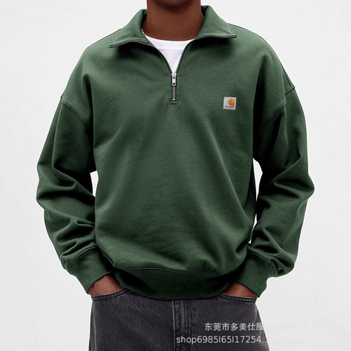 Men's New Autumn/Winter Fashionable Casual Hoodie with Lapel, Solid Color, Zipper, Long-Sleeved Sports Top for Men