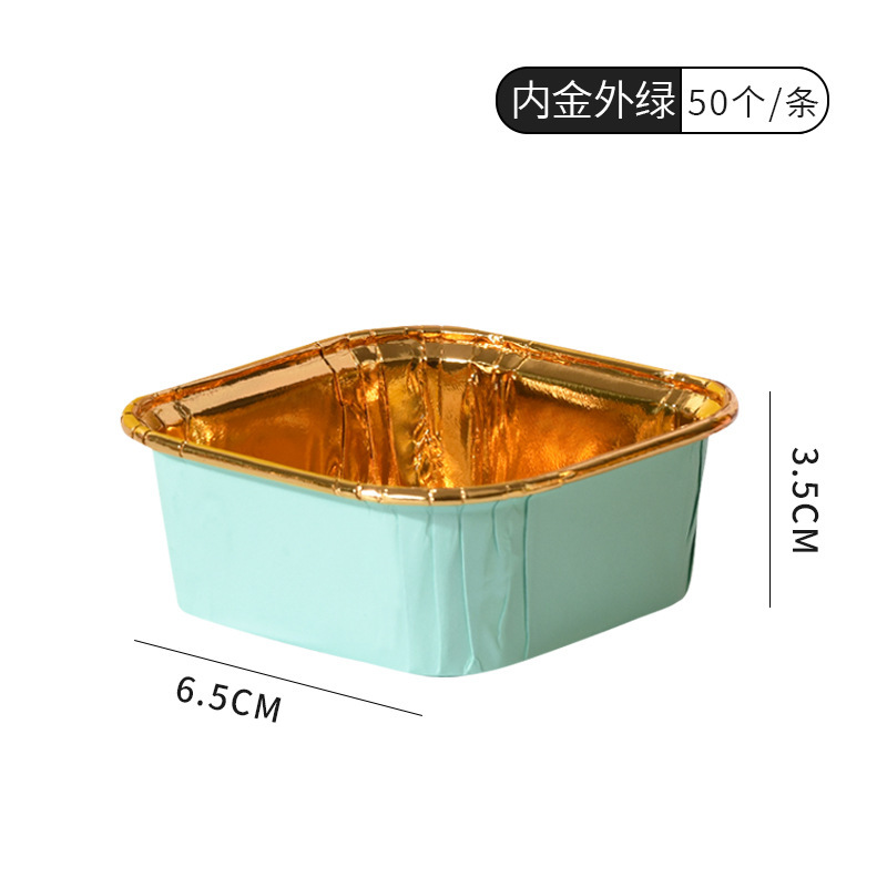 Grueso resistente a altas temperaturas cuadrado al vapor pastel muffin taza de la hornada titular papel película oro y plata rollo con tapa