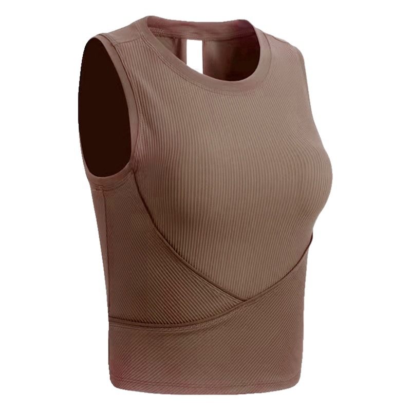 Yoga vest with chest pad women's new running tight sleeveless breathable fitness top outer wear sports T-shirt summer