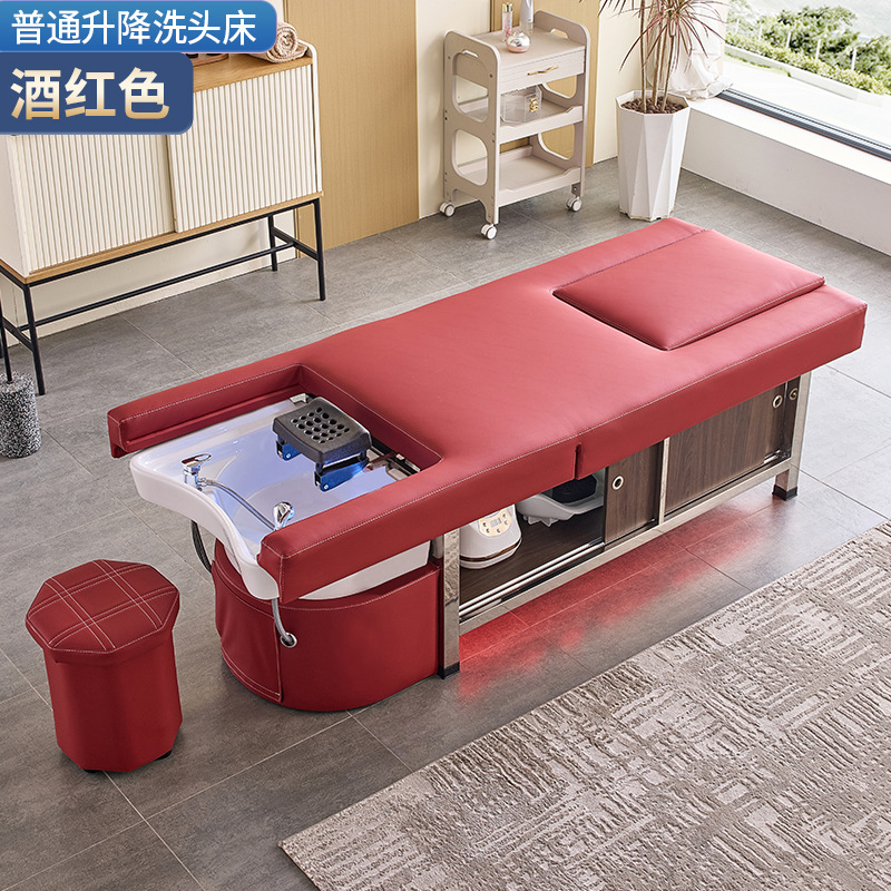 Cama de lavado de cabello de masaje eléctrica multifuncional con calentador de agua de fumigación para terapia de pies para barbería de circulación de agua para salón de cuidado de cabello