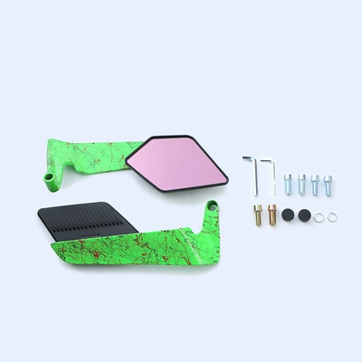 Rearview Mirror Suitable for: Motorcycle rearview mirror - artistic-pattern-black-mirror-case-green-purple-mirror