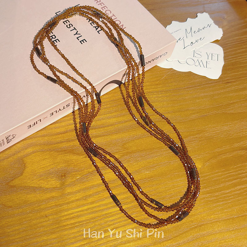 时尚显白安可拉红色水晶串珠多层叠戴项链小众简约设计可当手链用|undefined