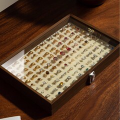 指輪の展示盤の高級な精巧な木製の大容量の指輪は一列の新しい中国式の百個の収納箱を収納します。