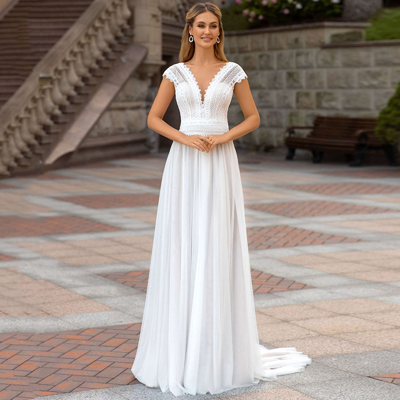 Backy -shoulder Wedding Mori 2025 new bride simplicity deep V -neck…