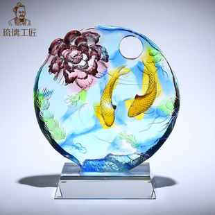 Zibo Glass Crafts Fish Ornaments Creative Home Living Room Wine Cabinet Entrance Decoration Office High-End Art