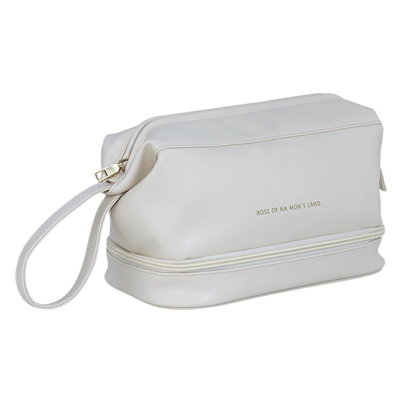 Bolsa de cosméticos de nube de doble capa de viaje portátil para mujer PU de gran capacidad bolsa de lavado avanzada de cosméticos de alto aspecto bolsa de almacenamiento