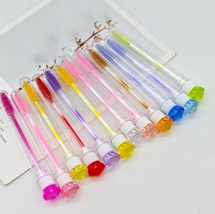 Cross-border color crystal rod with diamond tube eyelash brush portable single spiral eyebrow comb eyelash beauty tool