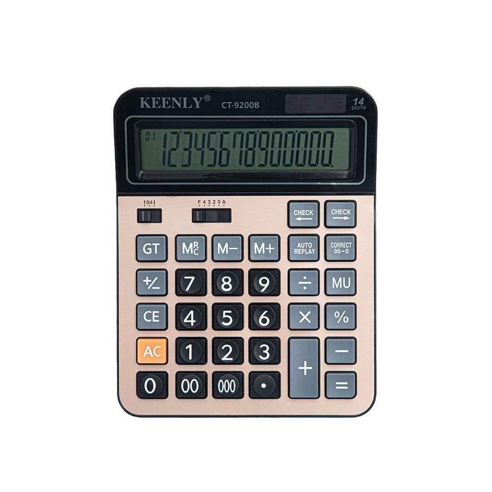 Pantalla grande transfronteriza 14 dígitos de doble fuente de alimentación solar calculadora de color metal de aluminio para oficina financiera especial