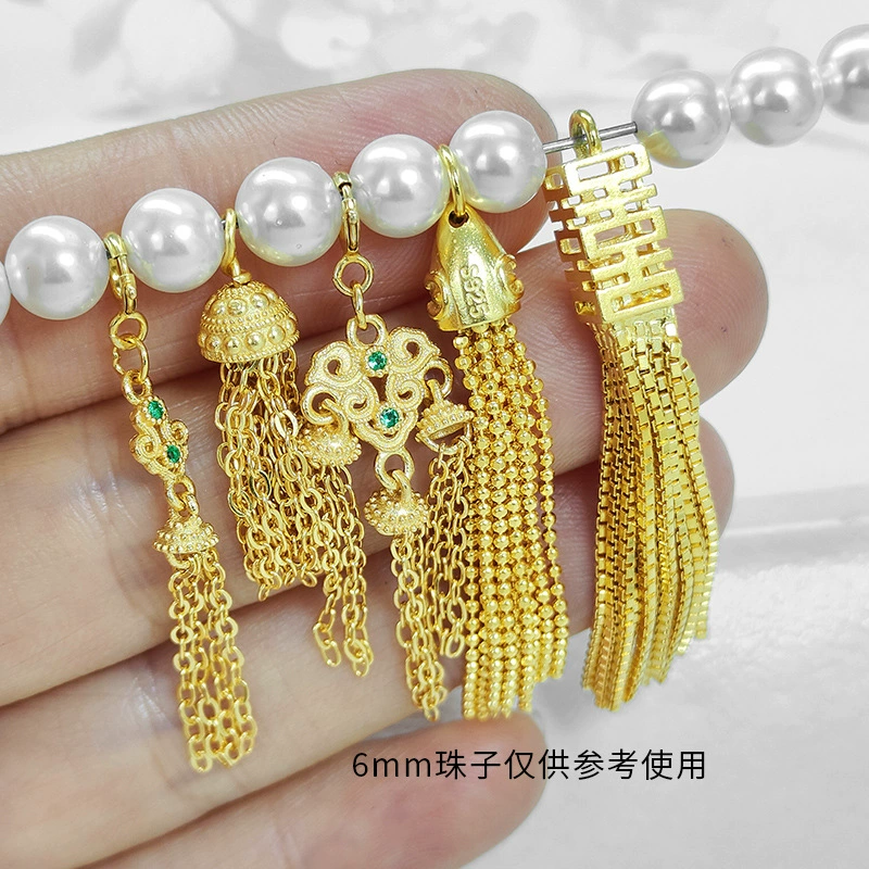 Pendant with tassels, earrings, accessories, S925, 24 carat white gold