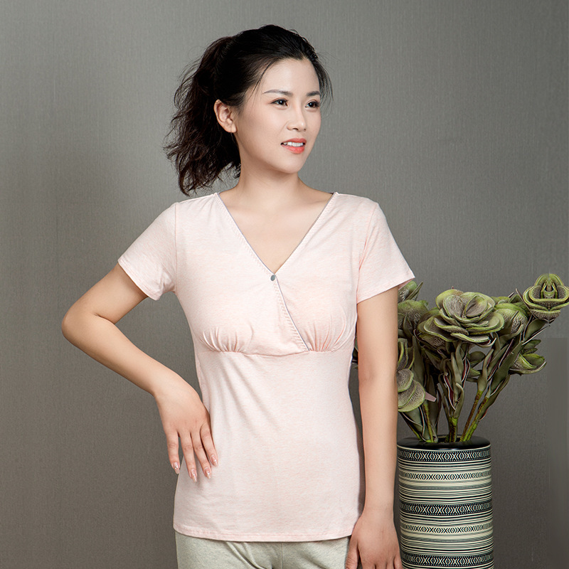 授乳クロス半袖夏の薄いサイズの月子服産後の授乳服妊娠中のtシャツの中に部屋着をします。|undefined
