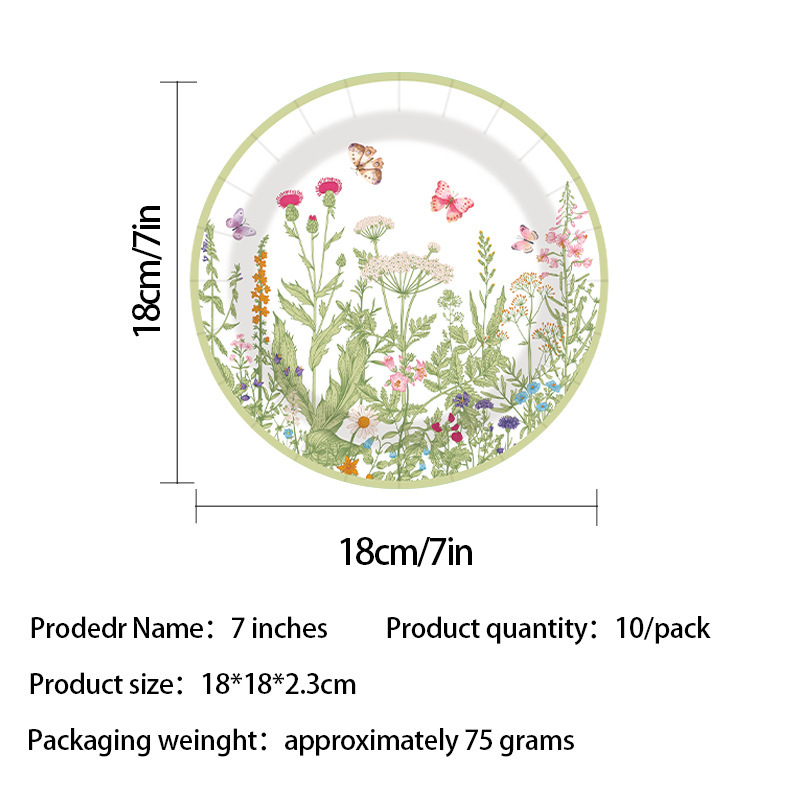 アマゾン春の花ティーパーティーパーティー用品野生の花の雰囲気使い捨て増粘漏れ防止食器卸売|undefined