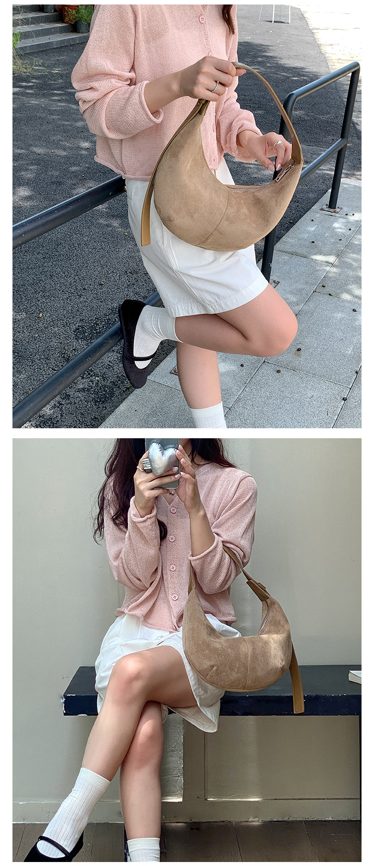 Suede autumn edition women, Japanese Korean niche hand-held dumpling bag, plush fashionable and simple new shoulder bag_voghion.com