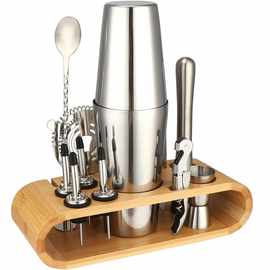 跨境木制激光雕刻调酒器工具收纳架木制储物架子套装底座