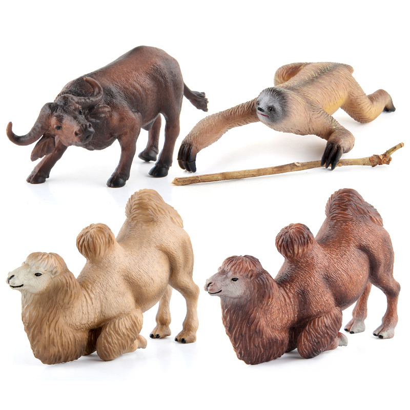 Transfronteriza exportación simulación bosque animal modelo sólido búfalo perezoso desierto Mongolia Shuangfeng camello modelo adornos