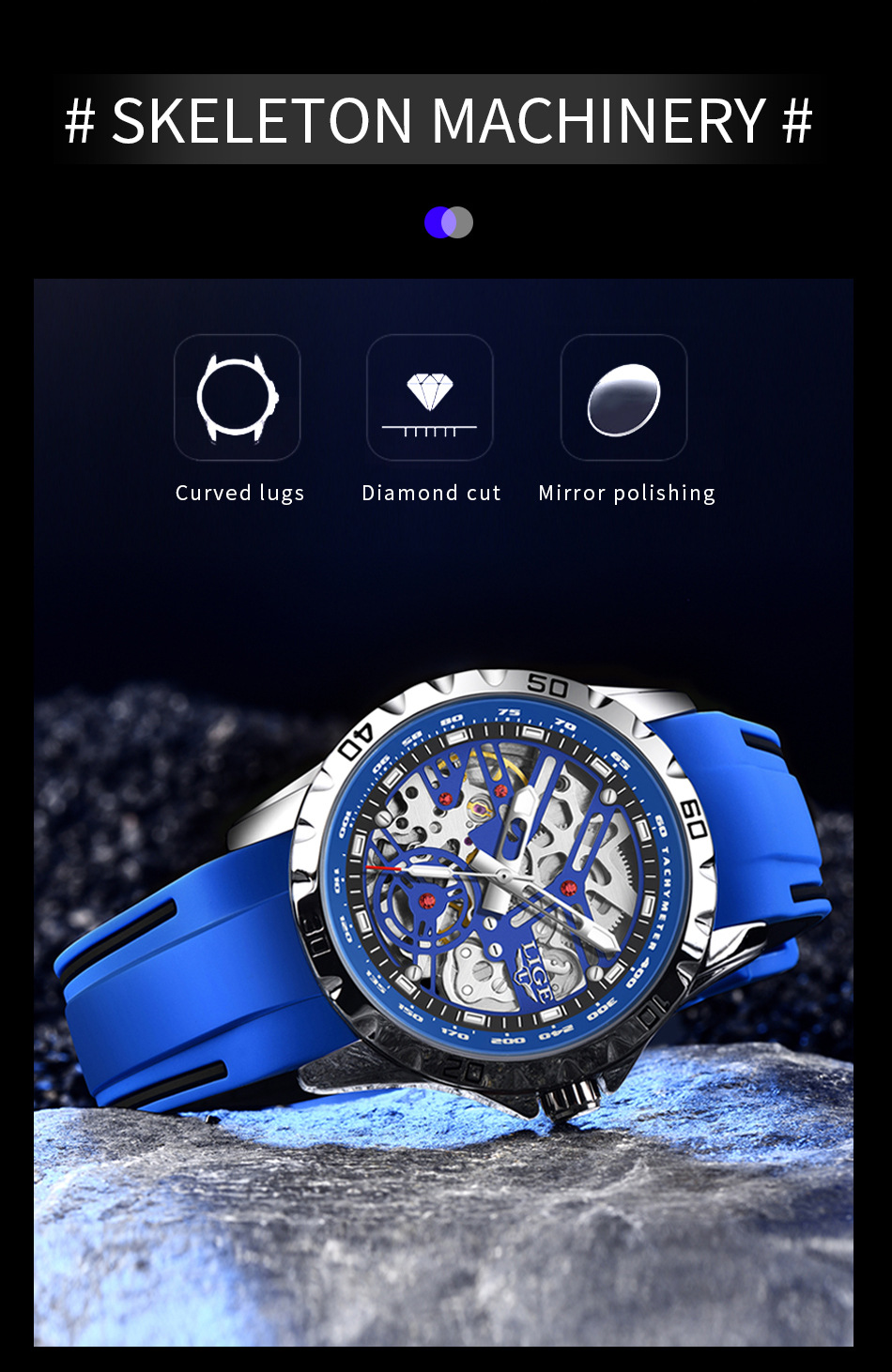 Men's Automatic Mechanical Watch Skeleton Luminous Waterproof_voghion.com