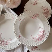法式复古粉色花语陶瓷盘镂空盘陶瓷碗咖啡杯碟深盘椭圆盘甜品盘子