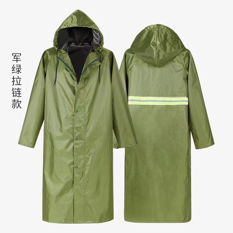 Raincoat largo a prueba de tormentas para hombres y mujeres al aire libre una sola capa de lluvia a pie gruesa larga protección ambiental y protección del trabajo