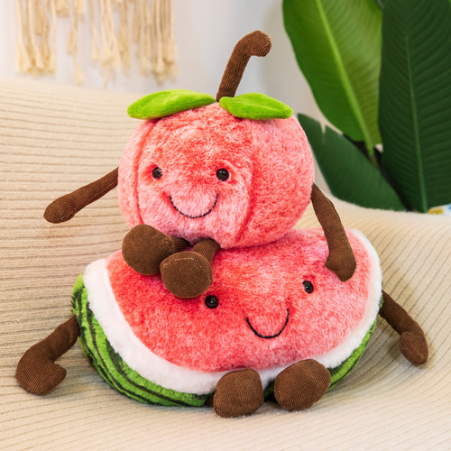 Creative watermelon cherry plush toy short plush simulated fruit doll cute girl pillow cute doll gift
