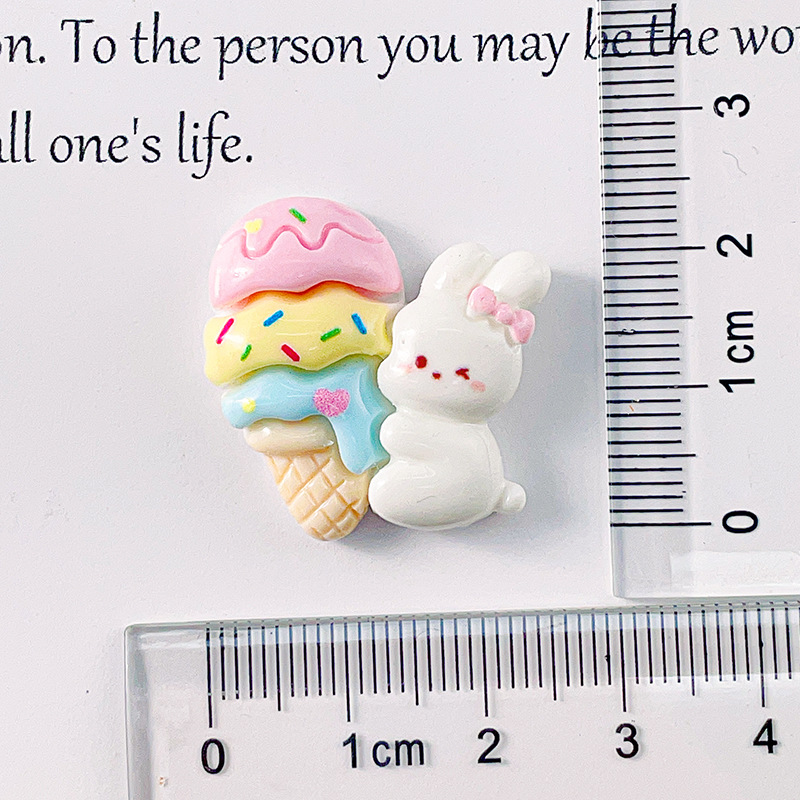Nueva historieta brillante Luna conejo resina Accesorios helado DIY crema pegamento etiqueta engomada del refrigerador horquilla al por mayor