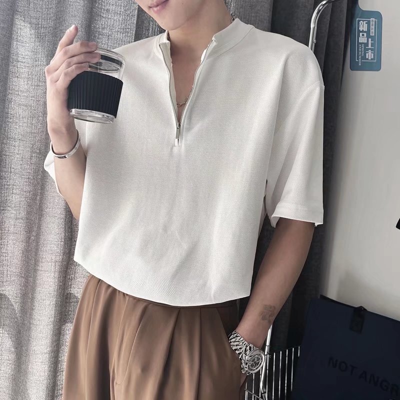 Short-Sleeved Shirt Summer Korean Version Ins Harajuku Style Dark Strap Loose Casual Versatile Male and Female Couple T-Shirt Student Short-Sleeved Shirt Summer Korean Version Ins Harajuku Style Dark Strap Loose Casual Versatile Male and Female Couple T-Shirt Student