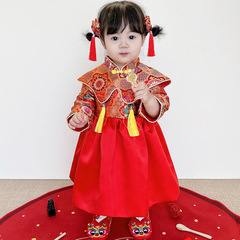 Baby Girls' Birthday Party, Autumn/Winter Traditional Chinese Cheongsam, 1st Birthday, Full Moon Celebration, Chinese Style Formal Dress, New Year Outfit