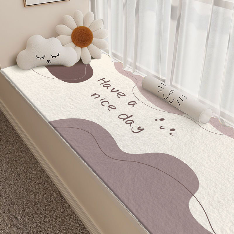 Nordic Fleece Imitation Cashmere Rug Window Sill Cushion All-Season Balcony Mat Tatami Fleece Seat Cushion