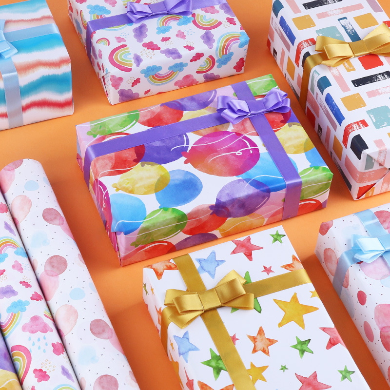 Papel de embalaje de regalo de cumpleaños rayas papel de regalo de cumpleaños Día de San Valentín transfronteriza productos de papel de embalaje lindo al por mayor