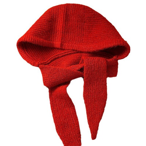 Knitted warm pull-over beanie women's one-piece neck scarf new yarn hat girl ear protection winter large hat