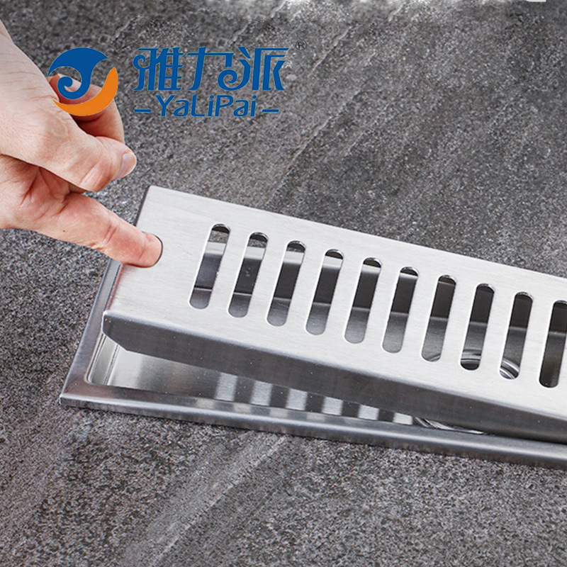 304 de acero inoxidable Baño de desagüe de piso rectangular baño largo desodorante techo gran desplazamiento ducha Desagüe de piso