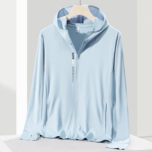 Ice silk sun protection clothing for women summer thin UV protection breathable hard core sun protection cardigan hooded jacket men's skin clothing
