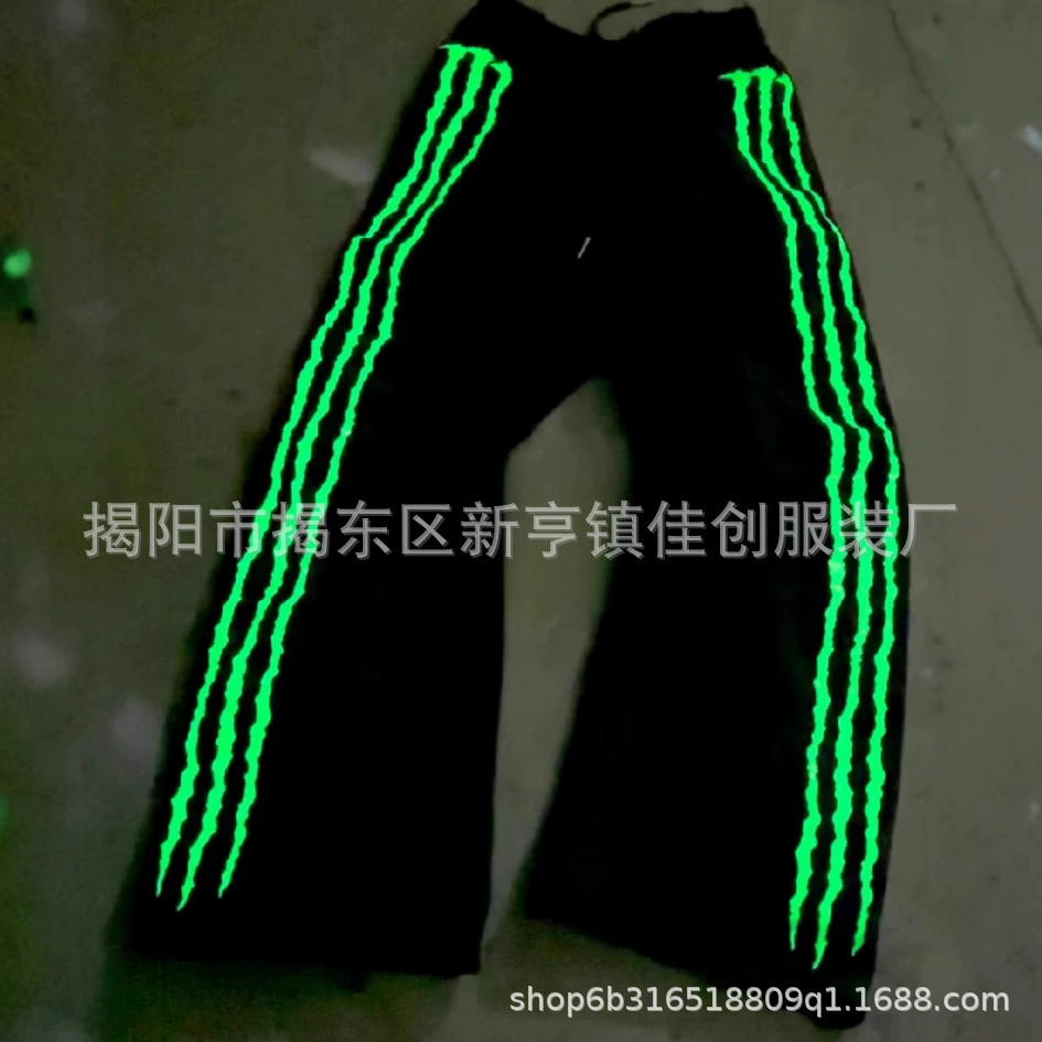Повседневные штаны для парашютистов для мужчин и женщин свободные широкие ноги прямые спортивные брюки повседневные трансграничные светящиеся американские полосы ночью