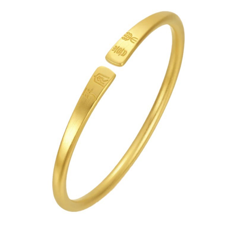 New Chinese style national fashion ancient style fu character Ping An Xi le sand gold bracelet ethnic style double happiness open bracelet_voghion.com
