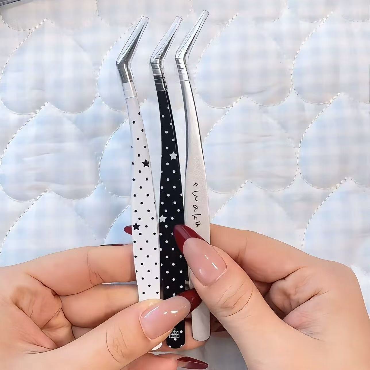 Korean-Style Star Polka Dot High-Precision Tweezers Professional Handmade Grafting Tool DIY Guka Material Sticker Tweezers