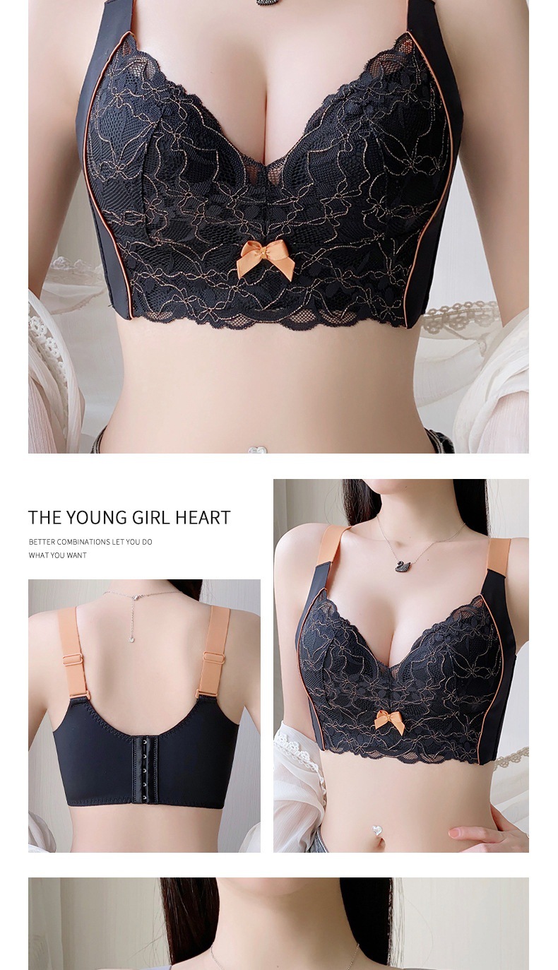 Große Größen Unterwäsche Damen Dünner Push-Up Verstellbarer Brustverschluss für dicke Mädchen Kleine Größe Mädchen Latex Spitzen-BH_voghion.com