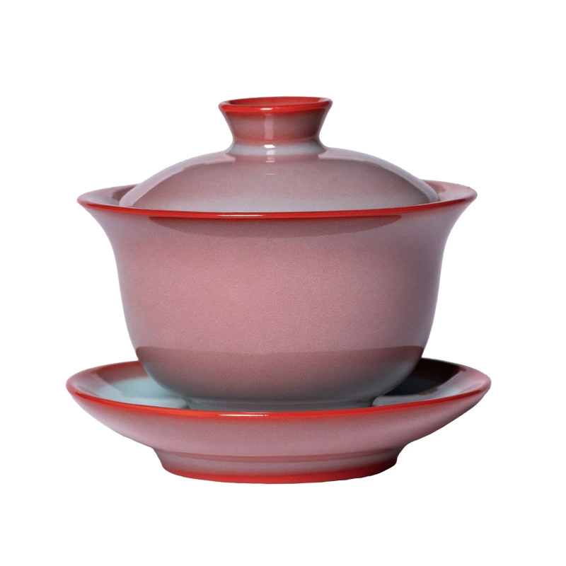 空山新雨 Longquan celadon Sancai bowl household red glaze tea bowl ceramic high-end Kung Fu tea bowl tea cup