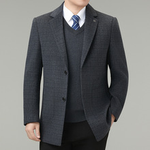 专柜正品男士羊毛大衣2025商务休闲中年男装加厚保暖羽绒毛呢西服